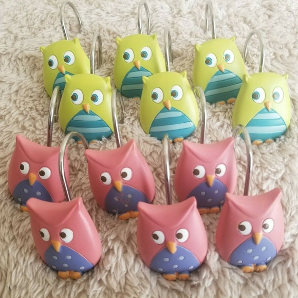 Mainstays Bath Whooty Hoot Owl 12 Shower Curtain Hooks Pink